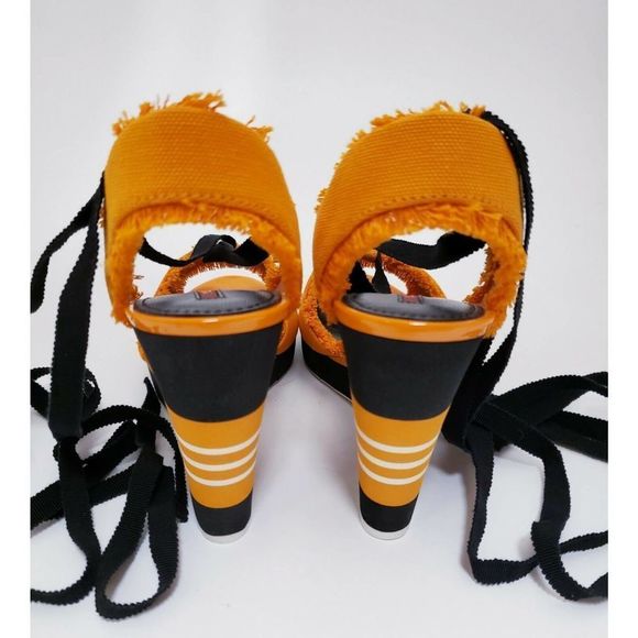 Prada Orange and Black Wedge Heels - Picture 6 of 7
